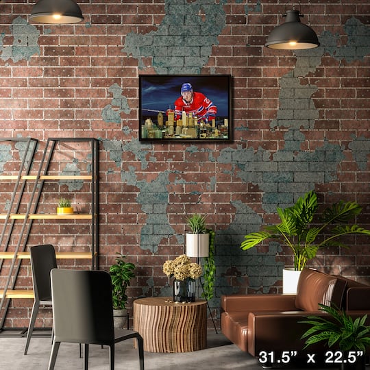 Cole Caufield 20" x 29" Canvas Framed Canadiens Skyline-H 31.5" x 22.5"